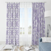 Pastel Purple Kahili Quilt Hawaii Window Curtain Tropical Flower Seamless Half Style