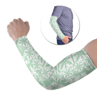 Pastel Green Kahili Quilt Hawaii Arm Sleeves Tropical Flower Seamless Half Style