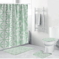 Pastel Green Kahili Quilt Hawaii Bathroom Set Tropical Flower Seamless Half Style