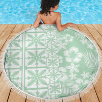 Pastel Green Kahili Quilt Hawaii Beach Blanket Tropical Flower Seamless Half Style