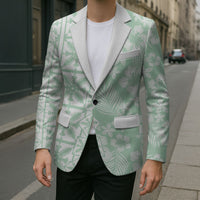 Pastel Green Kahili Quilt Hawaii Blazer Tropical Flower Seamless Half Style