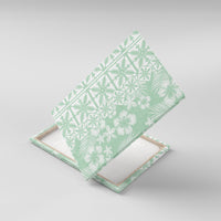 Pastel Green Kahili Quilt Hawaii Canvas Wall Art Tropical Flower Seamless Half Style