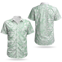 Pastel Green Kahili Quilt Hawaii Couples Matching Short Sleeve Bodycon Dress and Hawaiian Shirt Tropical Flower Seamless Half Style LT14 - Polynesian Pride