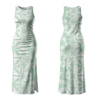 Pastel Green Kahili Quilt Hawaii Family Matching Tank Maxi Dress and Hawaiian Shirt Tropical Flower Seamless Half Style LT14 Mom's Dress Green - Polynesian Pride