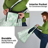 Pastel Green Kahili Quilt Hawaii Grocery Bag Tropical Flower Seamless Half Style
