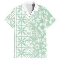 Pastel Green Kahili Quilt Hawaii Hawaiian Shirt Tropical Flower Seamless Half Style LT14 Green - Polynesian Pride