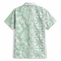 Pastel Green Kahili Quilt Hawaii Hawaiian Shirt Tropical Flower Seamless Half Style LT14 - Polynesian Pride