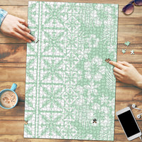 Pastel Green Kahili Quilt Hawaii Puzzle Tropical Flower Seamless Half Style