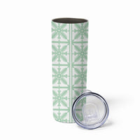 Pastel Green Kahili Quilt Hawaii Skinny Tumbler Tropical Flower Seamless Half Style