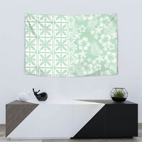 Pastel Green Kahili Quilt Hawaii Tapestry Tropical Flower Seamless Half Style