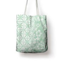 Pastel Green Kahili Quilt Hawaii Tote Bag Tropical Flower Seamless Half Style