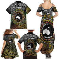 Personalised Australia And Vanuatu Family Matching Summer Maxi Dress and Hawaiian Shirt Aboriginal Lizard Polynesia Ni-Van Pig Tusk