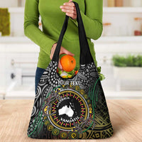 Personalised Australia And Vanuatu Grocery Bag Aboriginal Lizard Polynesia Ni-Van Pig Tusk