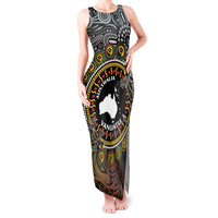Personalised Australia And Vanuatu Tank Maxi Dress Aboriginal Lizard Polynesia Ni-Van Pig Tusk LT14 Women Black - Polynesian Pride