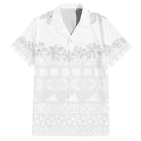 Tokelau White Sunday Family Matching Off The Shoulder Long Sleeve Dress and Hawaiian Shirt Polynesian Pattern Gardenia Thunbergia