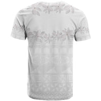 Tokelau White Sunday T Shirt Polynesian Pattern Gardenia Thunbergia LT14 - Polynesian Pride