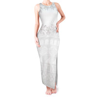 Tokelau White Sunday Tank Maxi Dress Polynesian Pattern Gardenia Thunbergia LT14 Women White - Polynesian Pride