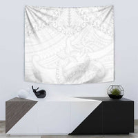 American Samoa White Sunday Tapestry Lotu Tamaiti Plumeria With Samoan Pattern LT14 - Polynesian Pride
