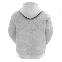 American Samoa White Sunday Zip Hoodie Lotu Tamaiti Plumeria With Samoan Pattern