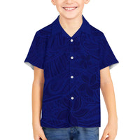 Blue Polynesia Family Matching Puletasi and Hawaiian Shirt Polynesian Pattern Mix Plumeria