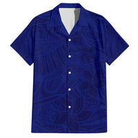 Blue Polynesia Family Matching Short Sleeve Bodycon Dress and Hawaiian Shirt Polynesian Pattern Mix Plumeria