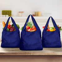 Blue Polynesia Grocery Bag Polynesian Pattern Mix Plumeria