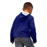 Blue Polynesia Kid Hoodie Polynesian Pattern Mix Plumeria