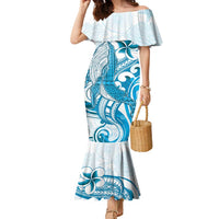 Blue Hawaii Humpback Whale Family Matching Mermaid Dress and Hawaiian Shirt Polynesian Tribal Ocean Vibes