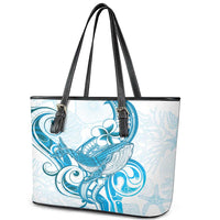Blue Hawaii Humpback Whale Leather Tote Bag Polynesian Tribal Ocean Vibes