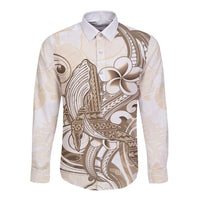 Brown Hawaii Humpback Whale Long Sleeve Button Shirt Polynesian Tribal Ocean Vibes LT14 Unisex Brown - Polynesian Pride