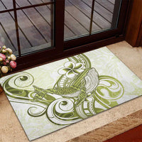 Lime Green Hawaii Rubber Doormat Humpback Whale Tattoo Polynesian Tribal Ocean Vibes
