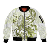 Lime Green Hawaii Sleeve Zip Bomber Jacket Humpback Whale Tattoo Polynesian Tribal Ocean Vibes