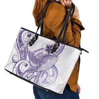Purple Hawaii Leather Tote Bag Humpback Whale Tattoo Polynesian Tribal Ocean Vibes