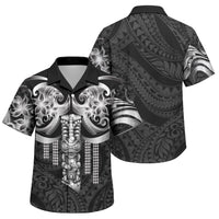 Tiki Drum Hawaii Family Matching Long Sleeve Bodycon Dress and Hawaiian Shirt Hawaiian Kakau Tattoo Style LT14 Son's Shirt Black - Polynesian Pride