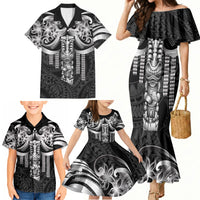 Tiki Drum Hawaii Family Matching Mermaid Dress and Hawaiian Shirt Hawaiian Kakau Tattoo Style LT14 - Polynesian Pride