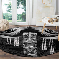 Tiki Drum Hawaii Round Carpet Hawaiian Kakau Tattoo Style