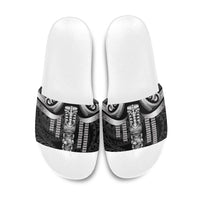 Tiki Drum Hawaii Slide Sandals Hawaiian Kakau Tattoo Style LT14 Black - Polynesian Pride