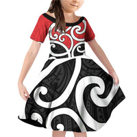 New Zealand Family Matching Off Shoulder Short Dress and Hawaiian Shirt Maori Koru Tino Rangatiratanga Color - Polynesian Pride
