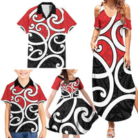 New Zealand Family Matching Summer Maxi Dress and Hawaiian Shirt Maori Koru Tino Rangatiratanga Color - Polynesian Pride