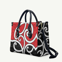 New Zealand Leather Bag Maori Koru Tino Rangatiratanga Color LT14 Red - Polynesian Pride