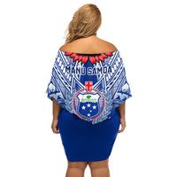 Samoa Rugby Off Shoulder Short Dress 2023 Go Manu Samoa With Ula Fala Style LT14 - Polynesian Pride