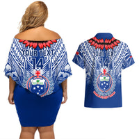 Custom Samoa Rugby Couples Matching Off Shoulder Short Dress and Hawaiian Shirt 2023 Go Manu Samoa With Ula Fala Style LT14 - Polynesian Pride