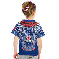 Custom Samoa Rugby Kid T Shirt 2023 Go Manu Samoa With Ula Fala Style LT14 - Polynesian Pride