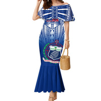 Custom Samoa Rugby Mermaid Dress 2023 Go Manu Samoa With Ula Fala Style LT14 Women Blue - Polynesian Pride