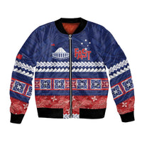 Personalised FAST Samoa Siapo Bomber Jacket Teuila Flowers Samoan Pattern - Polynesian Pride