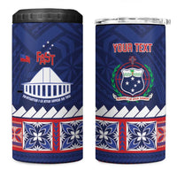 Personalised FAST Samoa Siapo 4 in 1 Can Cooler Tumbler Teuila Flowers Samoan Pattern LT14 One Size: 16 oz Blue - Polynesian Pride