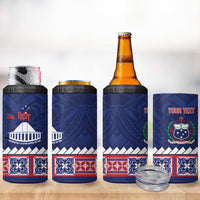 Personalised FAST Samoa Siapo 4 in 1 Can Cooler Tumbler Teuila Flowers Samoan Pattern LT14 - Polynesian Pride