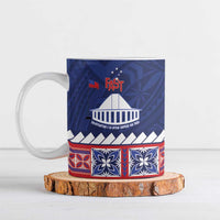 Personalised FAST Samoa Siapo Ceramic Mug Teuila Flowers Samoan Pattern LT14 Blue - Polynesian Pride