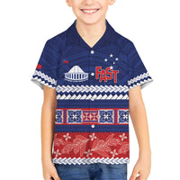 Personalised FAST Samoa Siapo Family Matching Puletasi and Hawaiian Shirt Teuila Flowers Samoan Pattern LT14 Son's Shirt Blue - Polynesian Pride