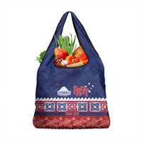 Personalised FAST Samoa Siapo Grocery Bag Teuila Flowers Samoan Pattern LT14 1-pack One Size Blue - Polynesian Pride